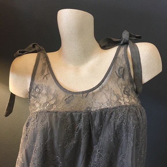 NWT Lace Bow Tank Grey - Picture 6 of 6